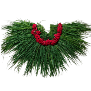 GetFlowersDaily - Durva Grass Garland with Red Roses – 1.5ft