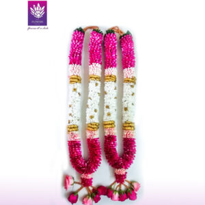 Wedding Garlands - PinkMaroon RosePetal Tuberose Garland