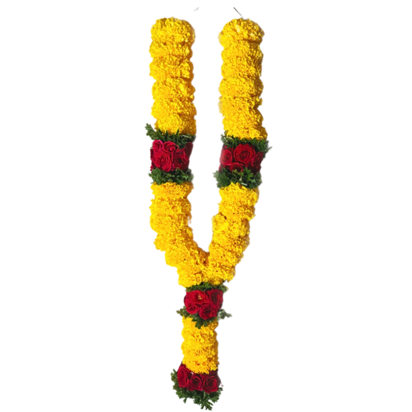 GetFlowersDaily - Yellow Marigold Needle Garland – 1.5ft