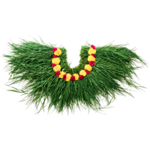 GetFlowersDaily - Durva Grass Garland with Red & Yellow Flower – 2ft