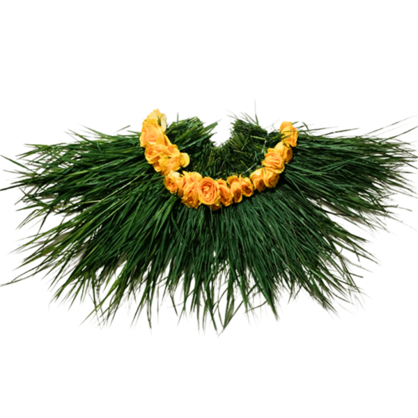 GetFlowersDaily - Durva Grass Garland with Yellow Roses – 1.5ft