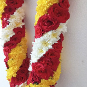 Spiral Red Rose, Yellow and White Chrysanthemum Garland