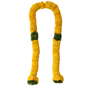 Pooja Garland - Yellow Chrysanthemum With Paneer Leave Thomalla - 2ft