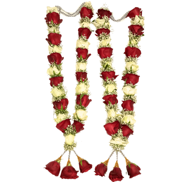Red & White Roses with Gypsy Garland - 2.5ft