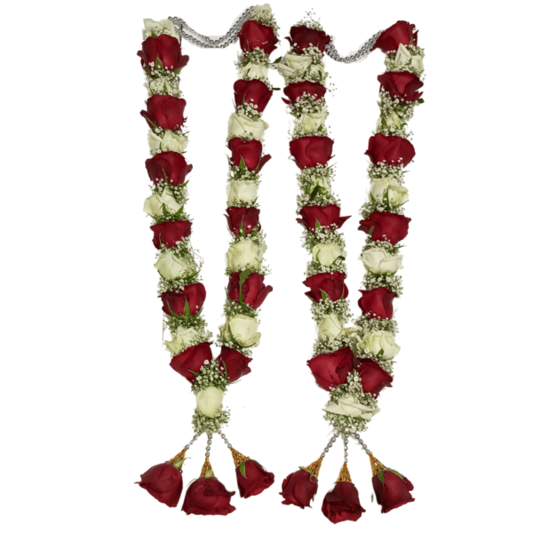 Wedding Garland - Red & White Roses with Gypsy Garland - 2.5ft