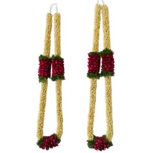 Jasmine with Red Rose Petals Round Design - 1 Pair