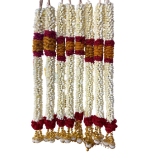 Maathu Malai - Jasmine Open Garland with Red & Gold Border - 1 Pair