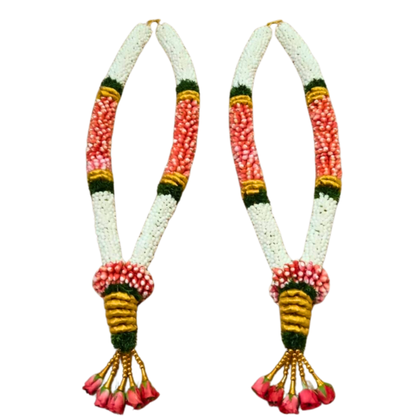 Nandhavanam Jasmine with Red Rose Petals Border - 1 Pair