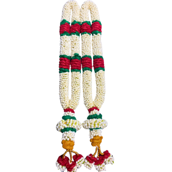 Nandhavanam Jasmine with Red and Green Border - 1 Pair