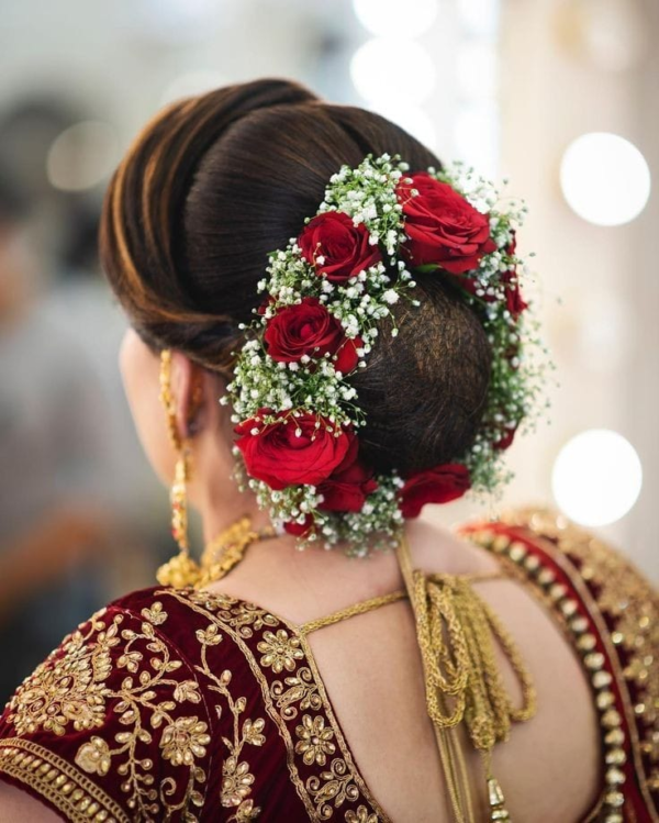 Red Rose and Gypsy Flower Veni - 25cm Length