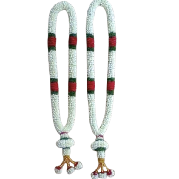 Nandhavanam Jasmine with Red & Green Border - 1 Pair