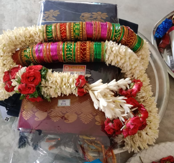 Tuberose and Multi Color Bangle Garland - 2.5ft