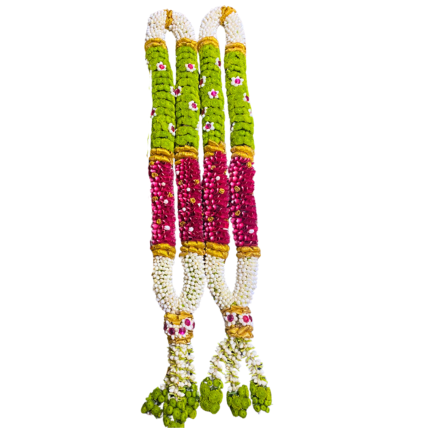 Nandhavanam Jasmine Red Rose Petals & Green Chrysanthemum - 1 Pair