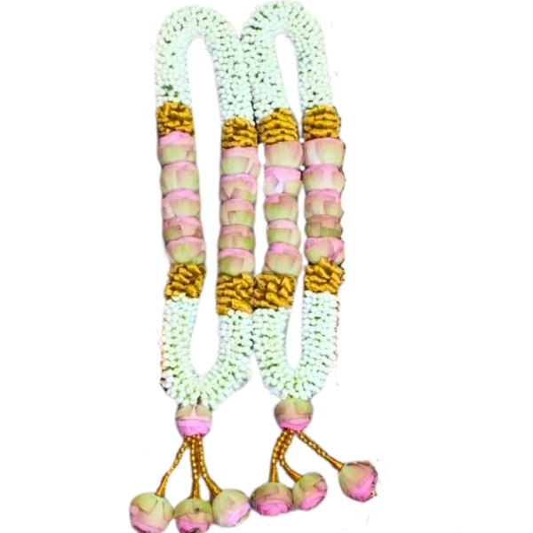 Nandhavanam Jasmine with Lotus & Gold Border - 1 Pair