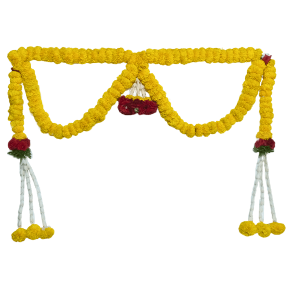 Home Hanging Set - Yellow Marigold with Merable Rose & Tuberose Hanging set - 3ft