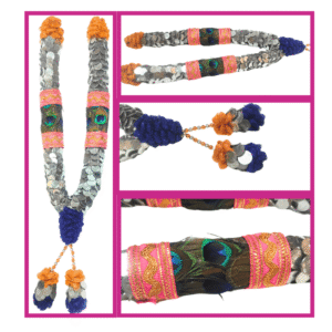 Coin's with Peacock Feather & Pink Border Garland - 2.5ft