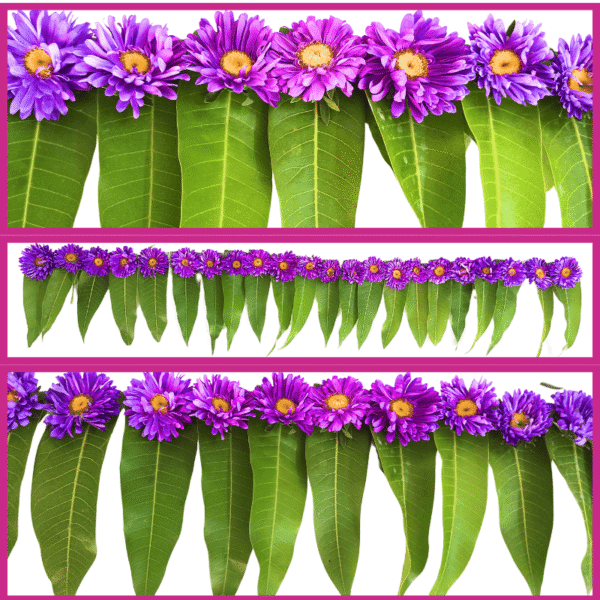 Mango Leaves with Aster Lavender String - 3ft