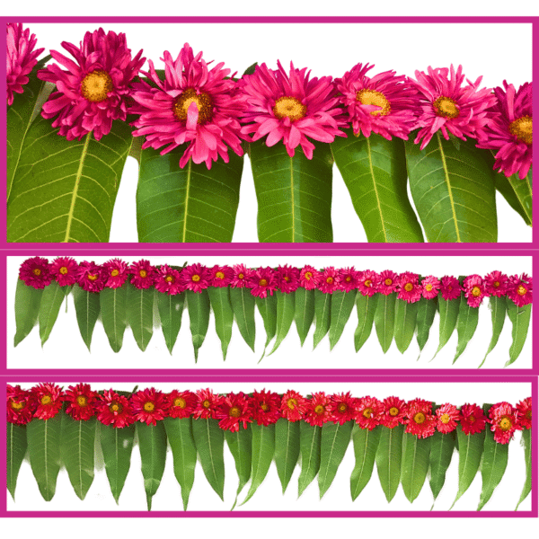 Mango Leaves with Aster Red Flower String - 3ft