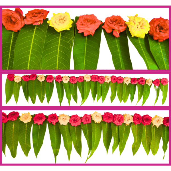 Mango Leaves with Red Rose & Yellow Rose String - 3ft