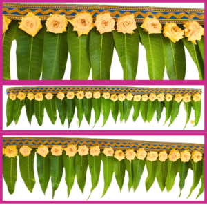 Mango Leaves with Yellow Rose Blue Border String - 3ft