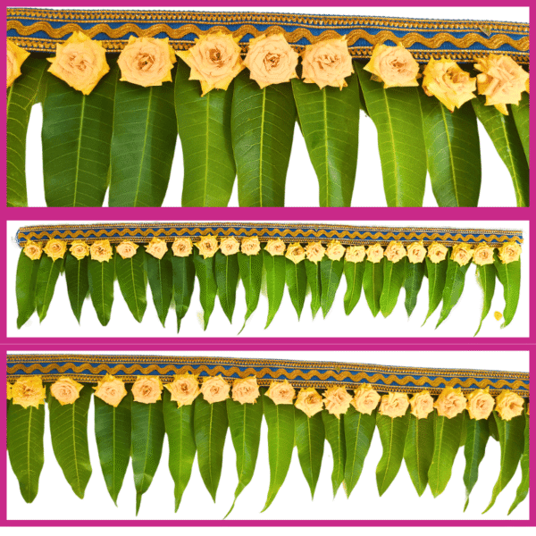 Mango Leaves with Yellow Rose Blue Border String - 3ft